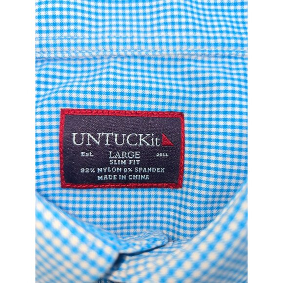 Untuckit Mens Slim Fit Blue Long Sleeve Shirt Large - Picture 5 of 6